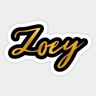 Zoey Name Hand Lettering in Faux Gold Letters Sticker